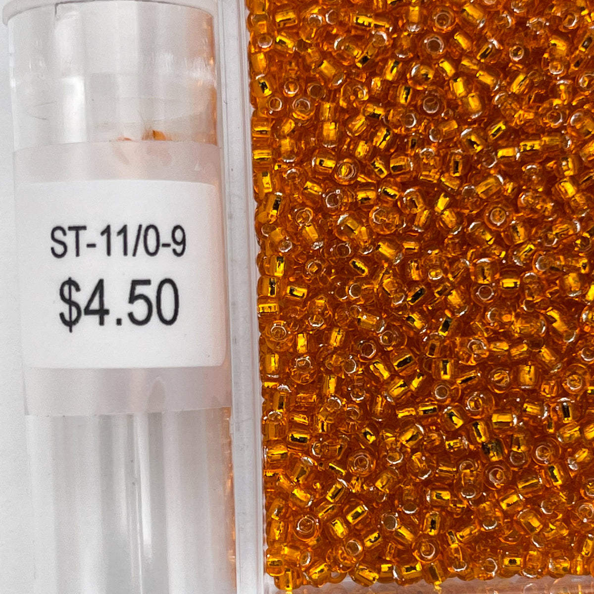 Japanese Glass Seed Beads Size 11/0-9 Silverlined Orange