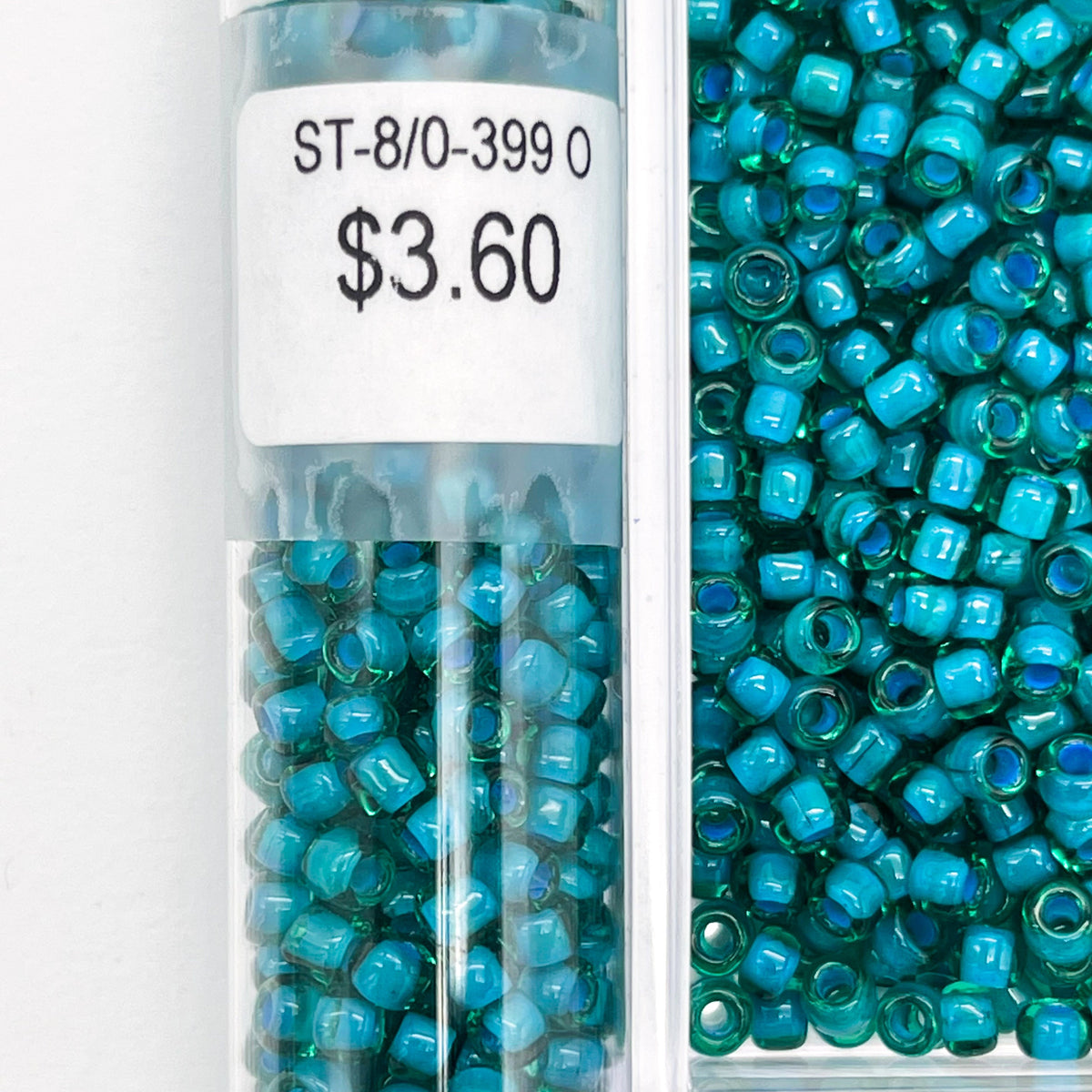 Japanese Glass Seed Beads Size 8/0-3990 Teal Lined Green
