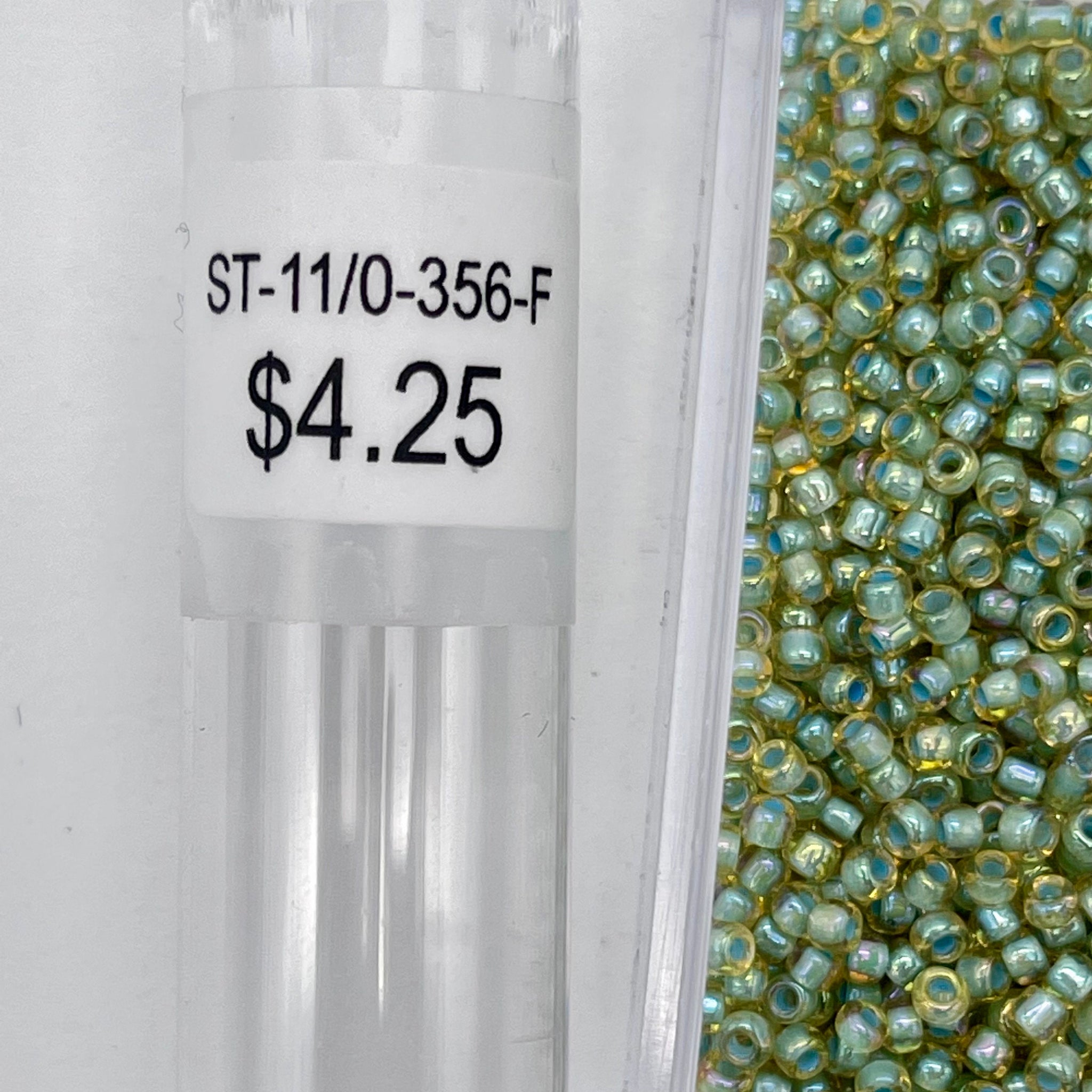 Japanese Glass Seed Beads Size 11/0-356F Topaz Lined Sage AB